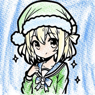 anime girl wearing a santa hat