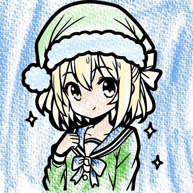 anime girl wearing a santa hat