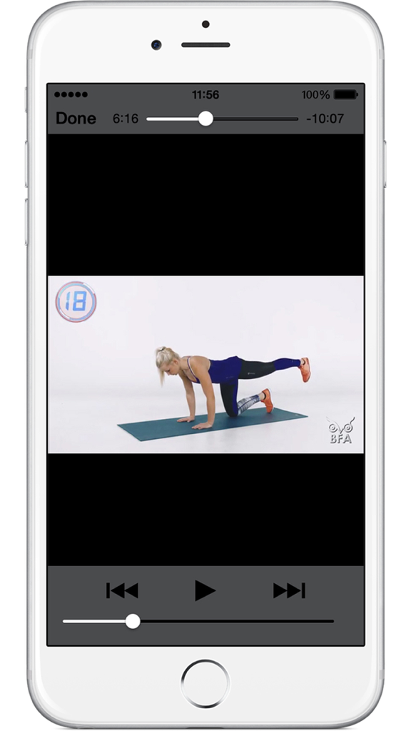Butt App Lite- Fitness Exercises & Buttock Workout - Woman performing a glute kickback exercise in a video on the Butt App Lite app