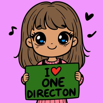 girl holding sign that's says: i love one direction!