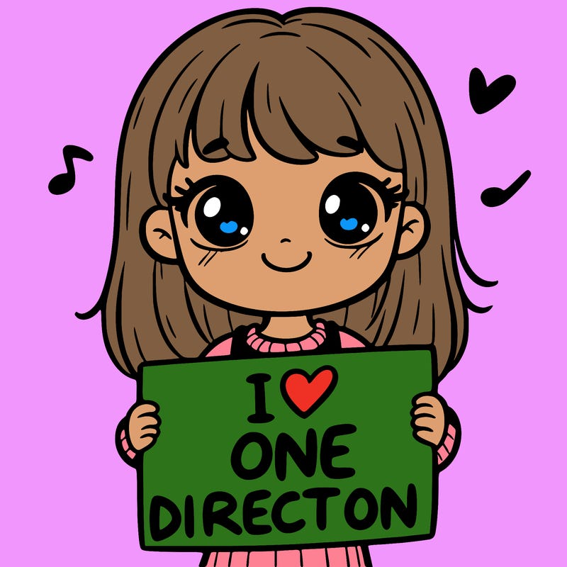 girl holding sign that's says: i love one direction!