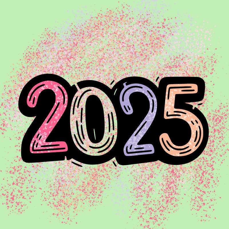 one line scrawled numbers sketch design “2025”