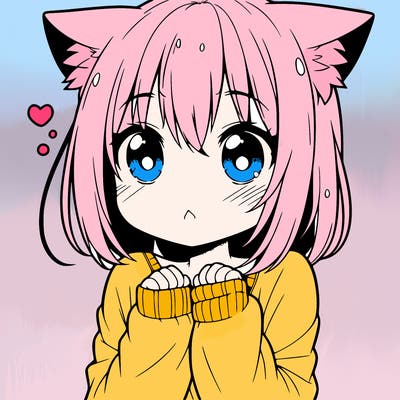 shy anime catgirl