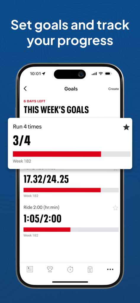 Map My Fitness Workout Tracker - Map My Fitness app screen showing weekly workout goals and progress tracking