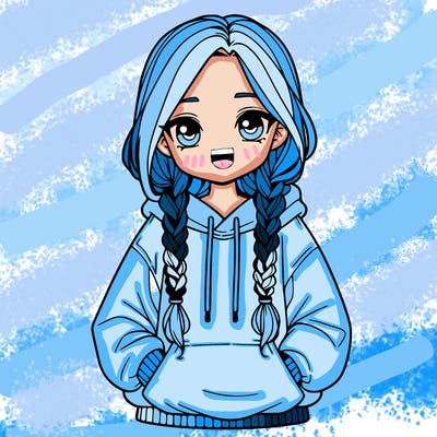 a realistic girl with a oversized hoodie and she has braids