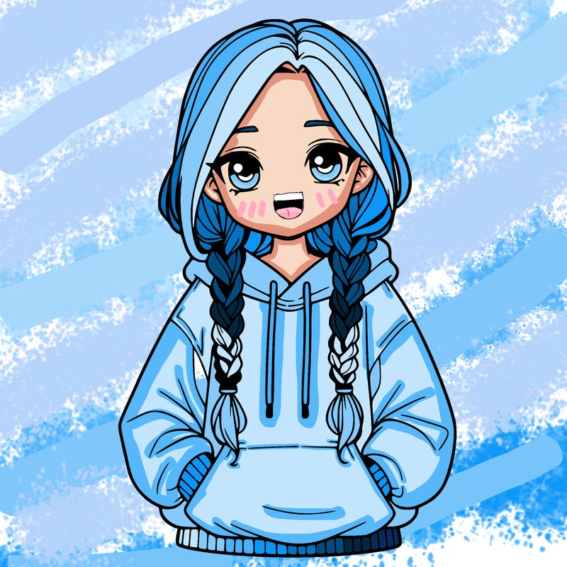 a realistic girl with a oversized hoodie and she has braids