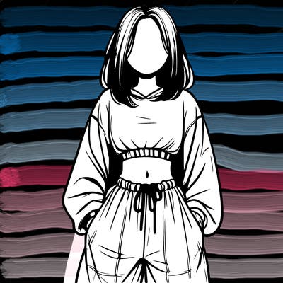 realistic girl faceless with baggy pants and a crop top