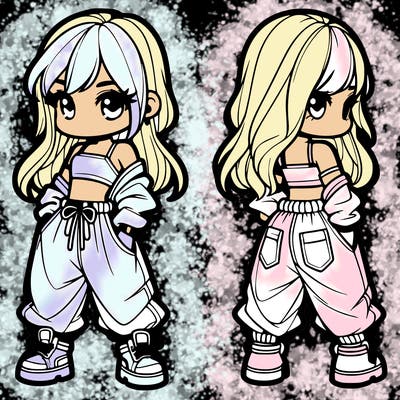 girl in crop top and baggy pants