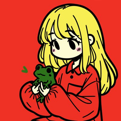 girl with long hair and a oversized shirt. and she is holding a frog