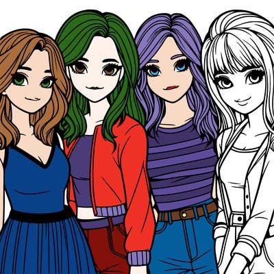 a group of girls realistic