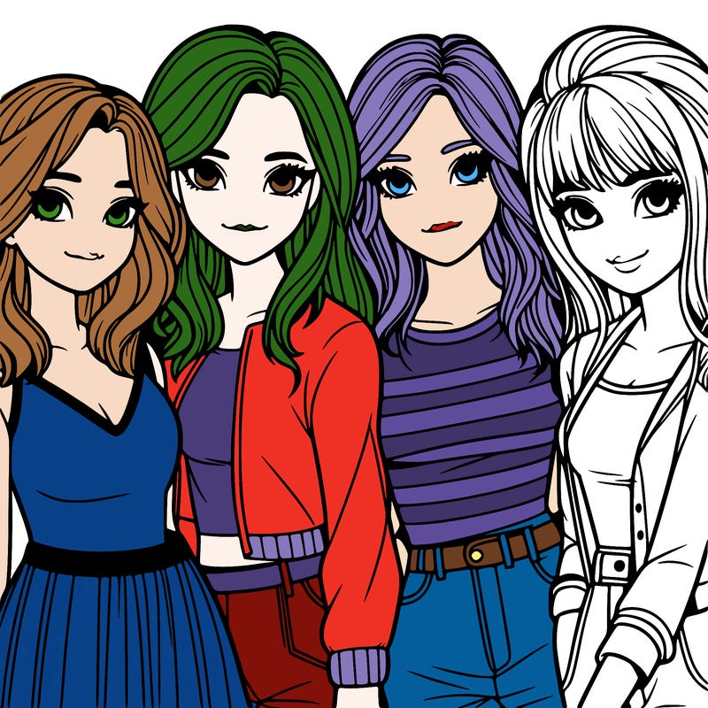a group of girls realistic