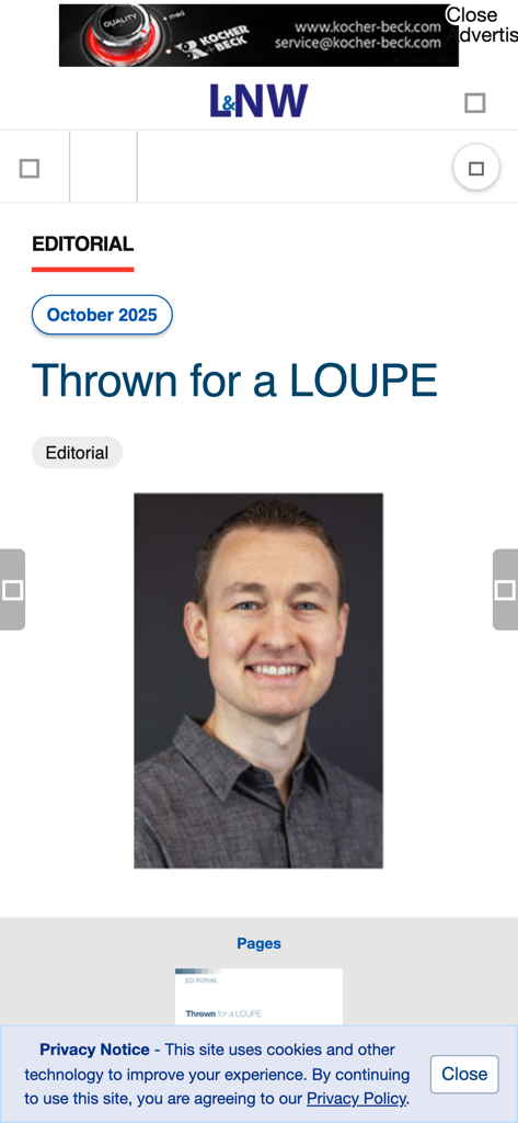 Editorial article titled Thrown for a LOUPE in the Label and Narrow Web mobile app