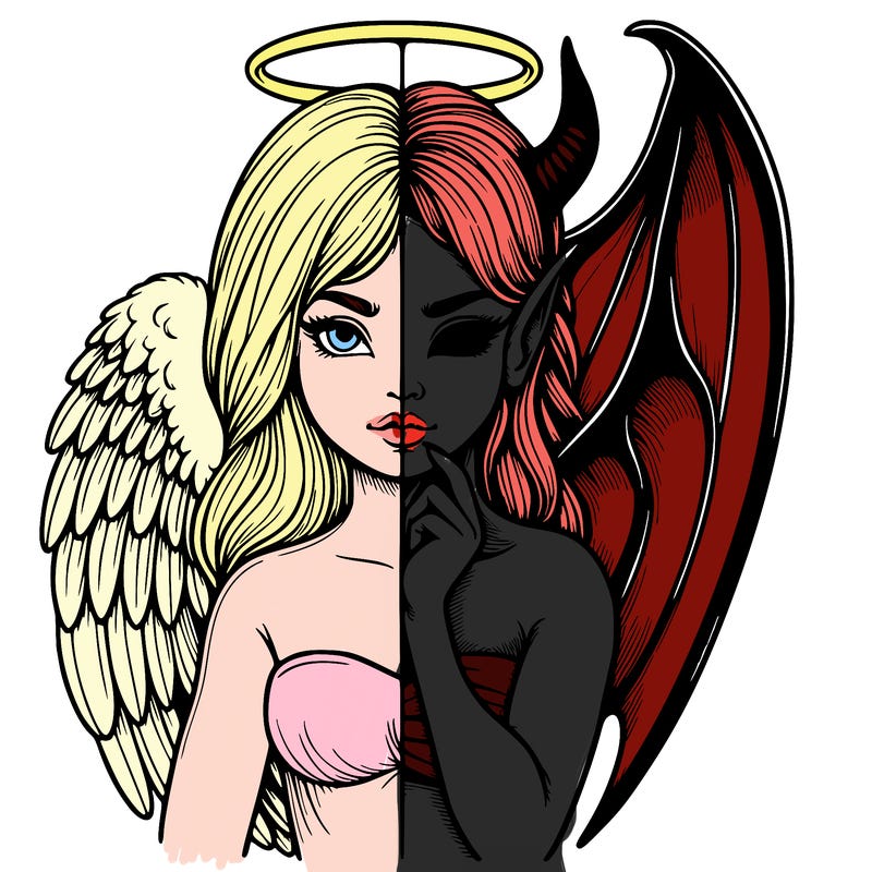 realistic angel half demon