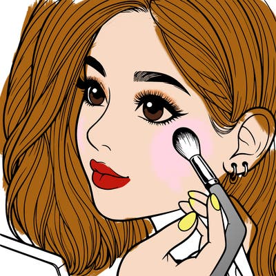 a realistic girl doing her makeup