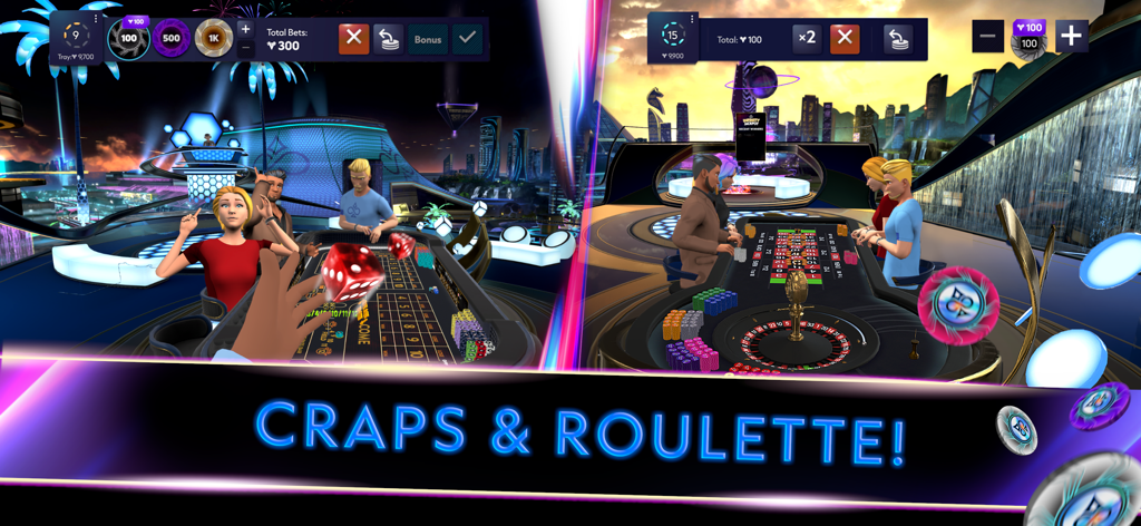 Vegas Infinite by PokerStars - Tables interactives de craps et de roulette en 3D dans Vegas Infinite by PokerStars
