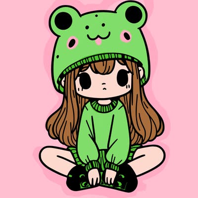 a girl wearing a frog hat and some frog socks