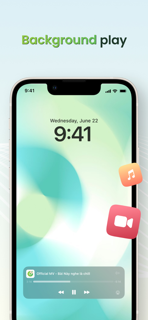 Recurso de reprodução em segundo plano do navegador Cốc Cốc na tela de bloqueio do iPhone