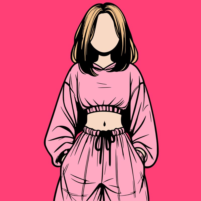 realistic girl faceless with baggy pants and a crop top