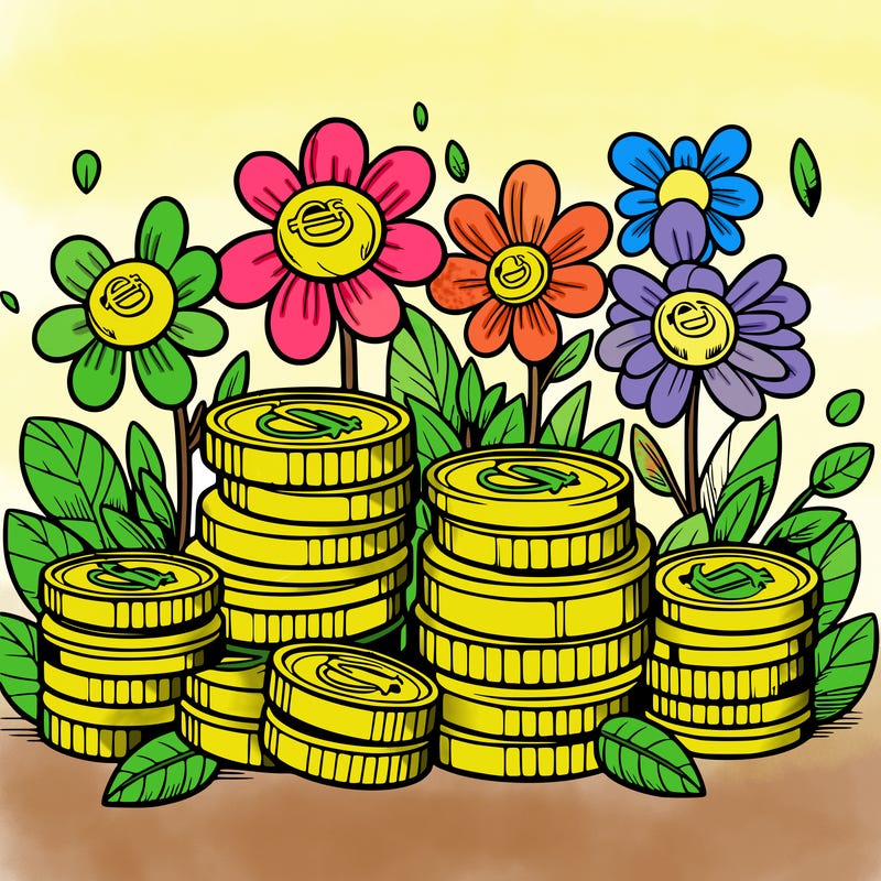 coins in flowers