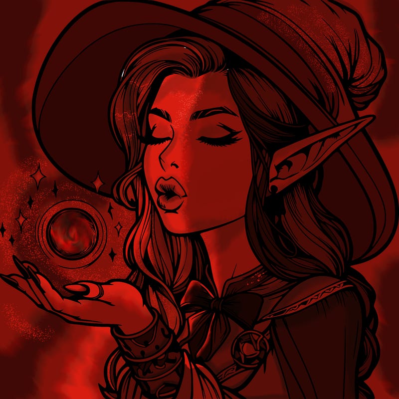 realistic elf casting a spell with lips