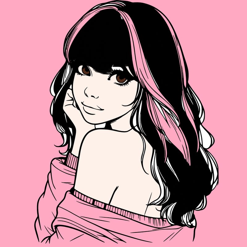 realistic girl with bangs looking over her shoulder