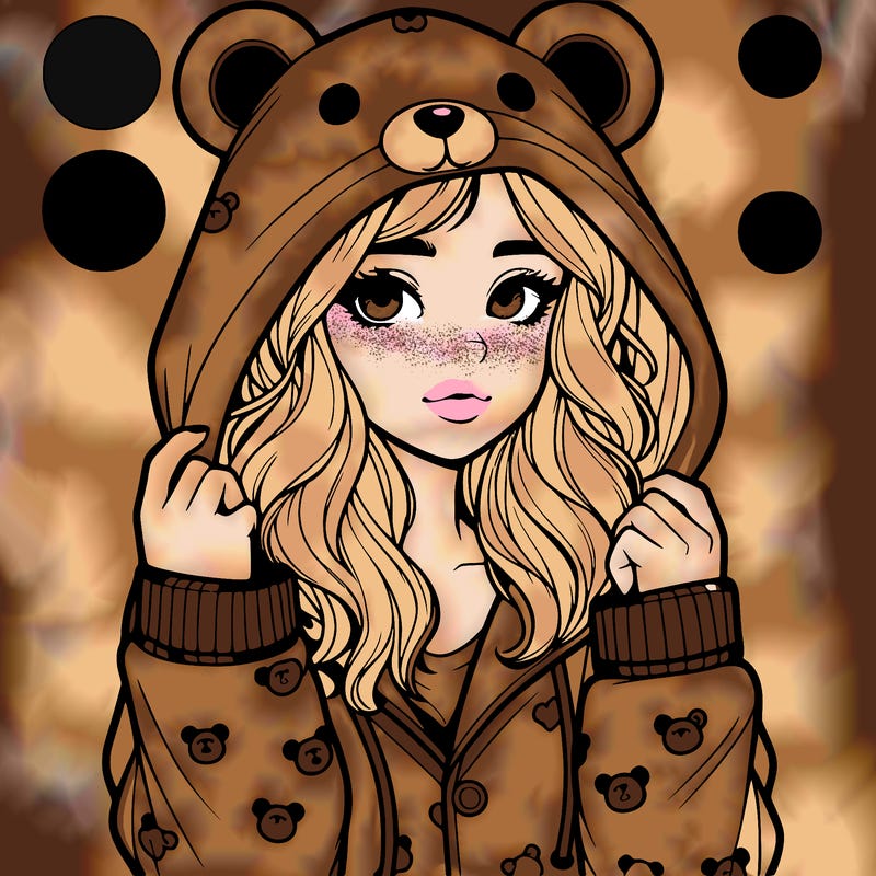 realistic girl in a animal pjs hoodie