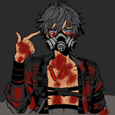 hot anime boy wearing gas mask
