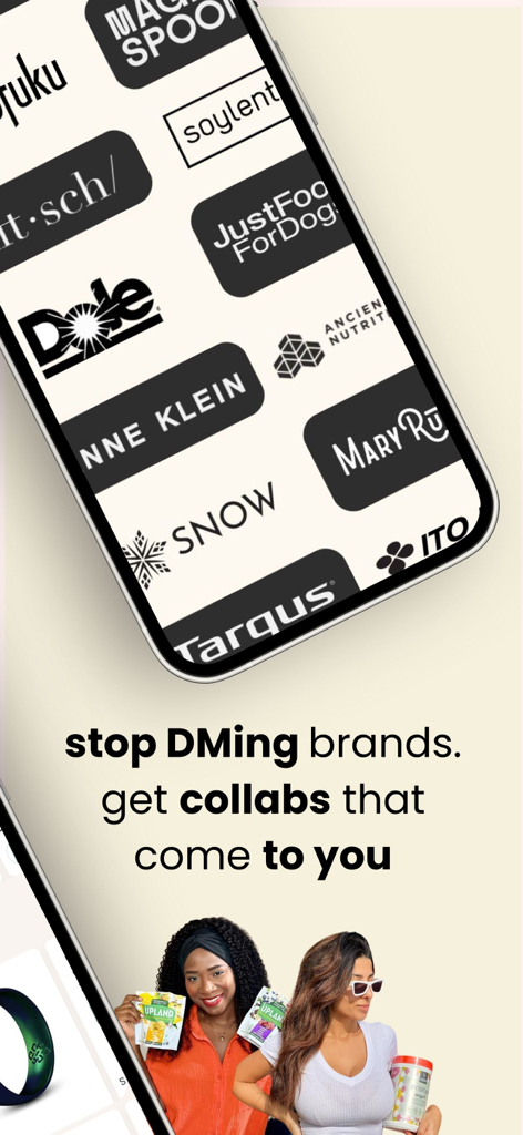 Stack Influence: Creator Deals - Stack Influence app interface showing brand logos and creator collaborations