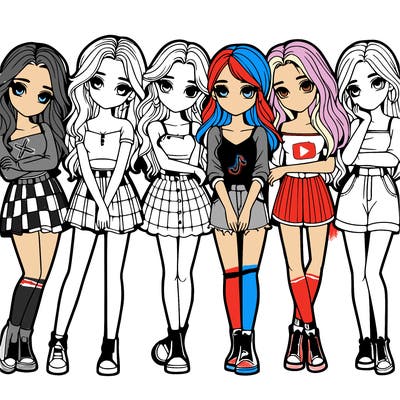 a group of girls realistic