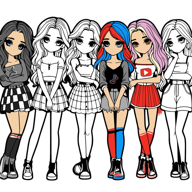 a group of girls realistic