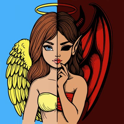 realistic angel half demon