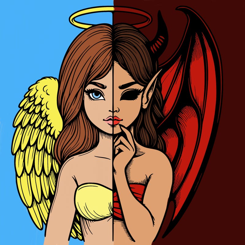 realistic angel half demon