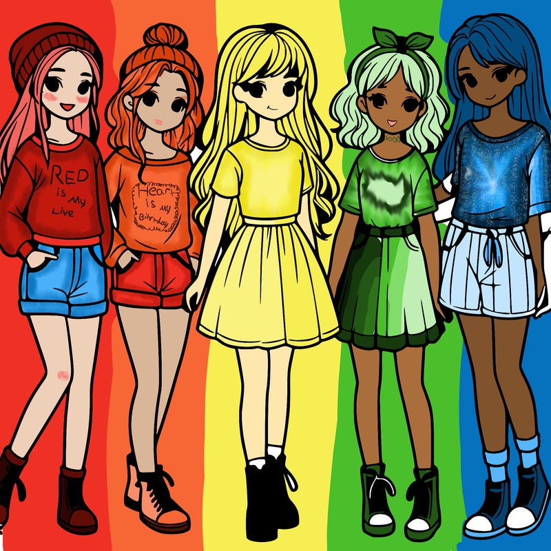 a group of five girls