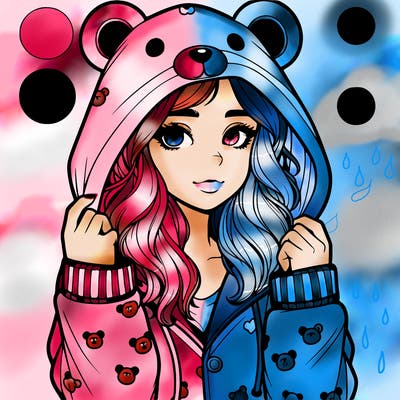 realistic girl in a animal pjs hoodie