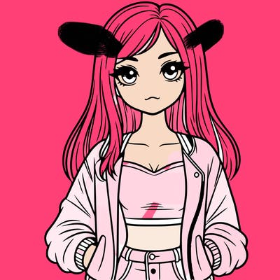 girl with long hair a crop top and a jacket