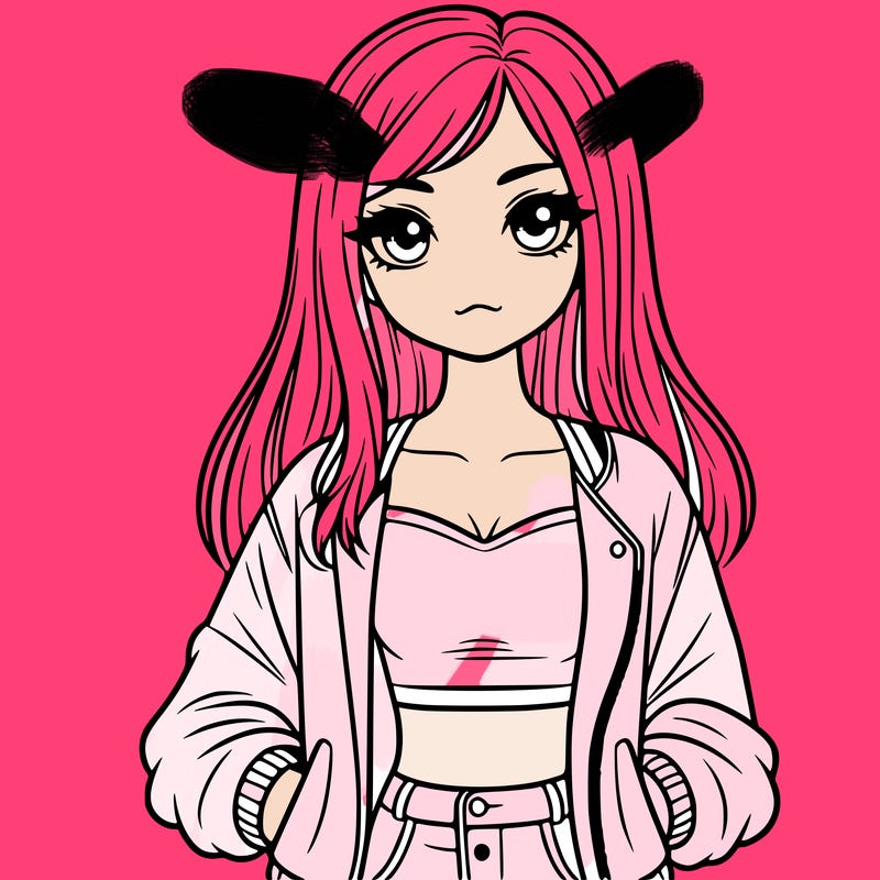 girl with long hair a crop top and a jacket