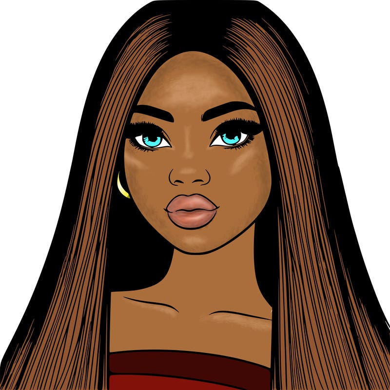 realistic black women with long hair