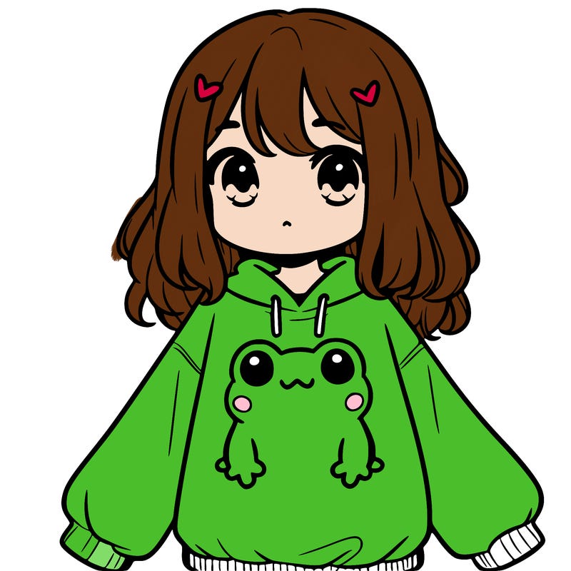 girl wearing frogging sweatshirt