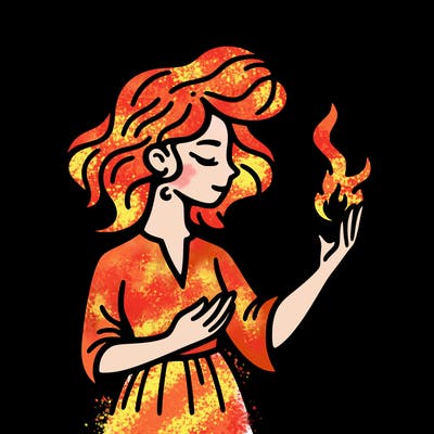 woman with fire