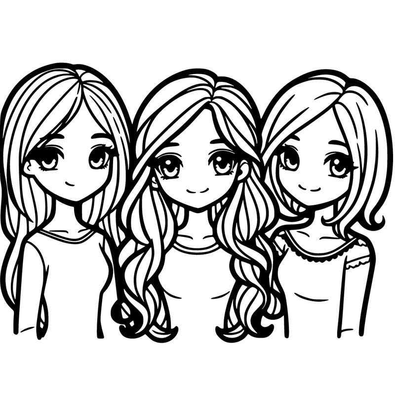 3 girls one has long hair and tow has short hair