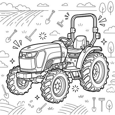 Get ready to bring this mighty compact utility tractor to life with your favorite colors! This engaging design is perfect for anyone fascinated by farm equipment and outdoor work.
