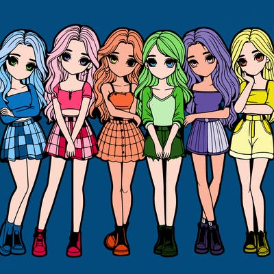 a group of girls realistic