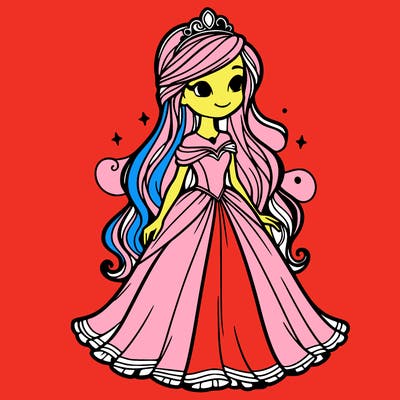 princess with long hair and a flowy dress