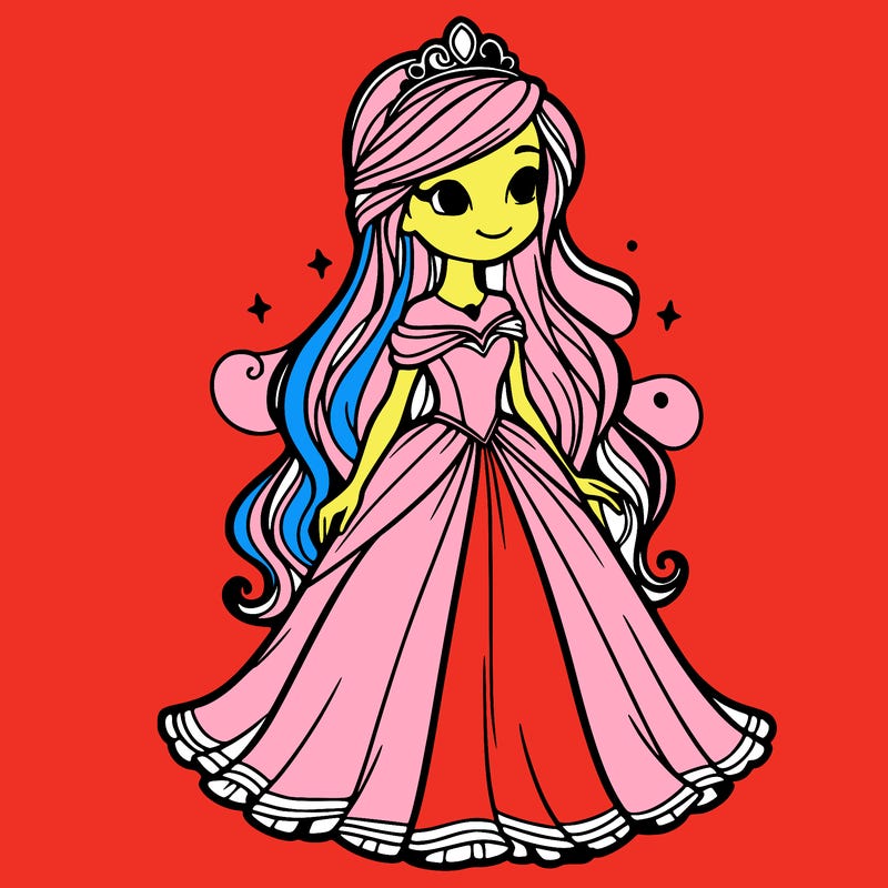 princess with long hair and a flowy dress