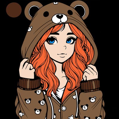 realistic girl in a animal pjs hoodie