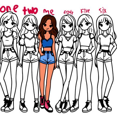 a group of girls wearing crop tops and shorts