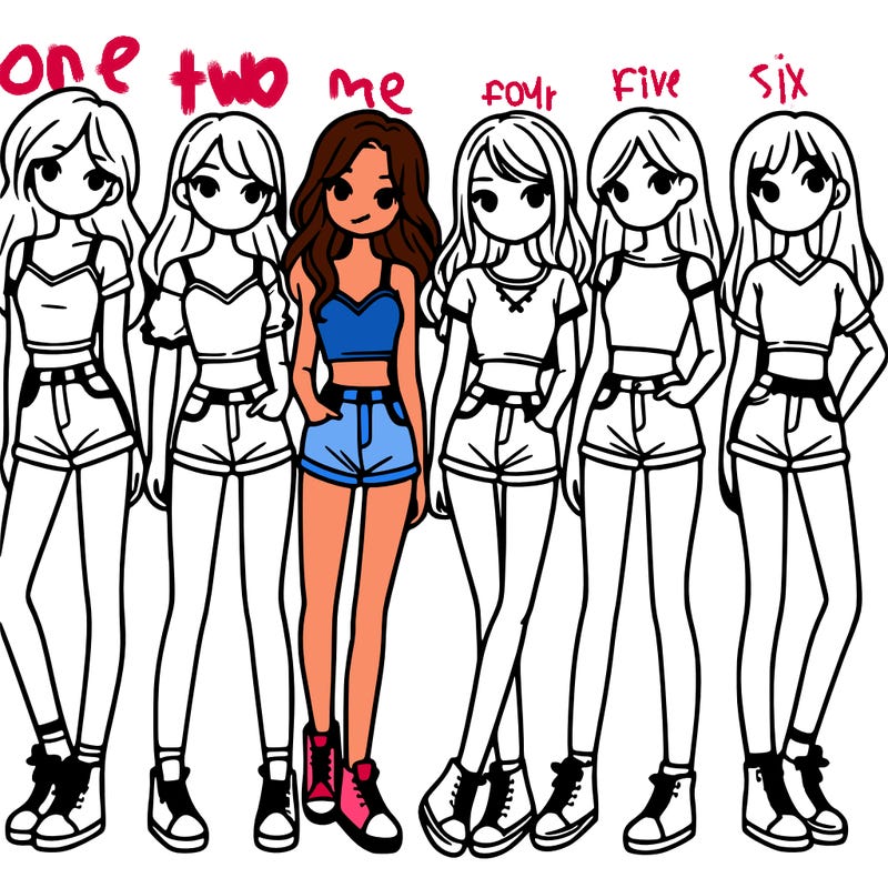 a group of girls wearing crop tops and shorts