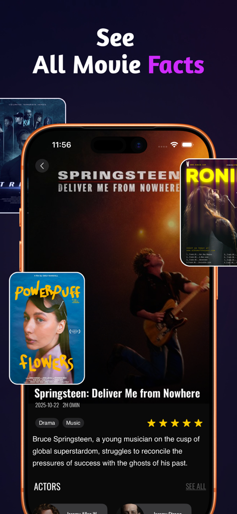 Pantalla de la aplicación que muestra detalles de la película, resumen de la trama y calificaciones para Seekee TV
