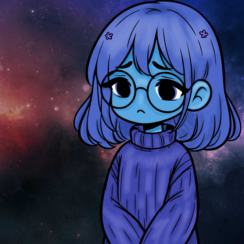 sad girl with glasses in a sweater