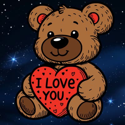 teddy bear holding an i love you heart